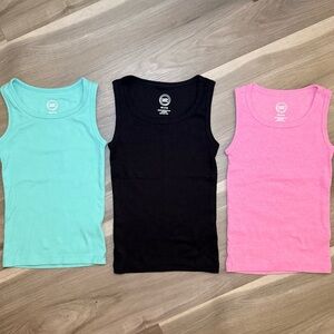 Kids Sleeveless Tank Tops - Black, Pink, and Green